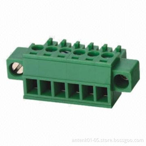 Pluggable Terminal Block with Mounting Screws, 3.5/3.81mm Pitch, 300V and 8A Current Rating